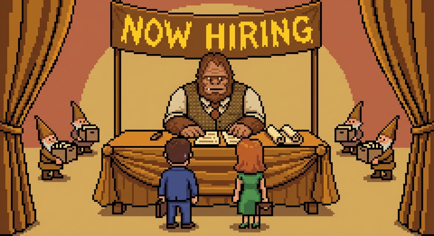 DeRP Inc. job fair booth with Sasquatch HR representative